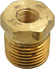 Parker - 1/2 Male Thread x 1/8 Female Thread, Brass Industrial Pipe Hex Bushing - MNPTF x FNPTF, 1,000 psi - Benchmark Tooling