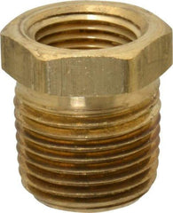 Parker - 1/2 Male Thread x 3/8 Female Thread, Brass Industrial Pipe Hex Bushing - MNPTF x FNPTF, 1,000 psi - Benchmark Tooling