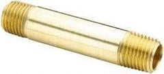 Parker - 1/2 Male Thread, Brass Industrial Pipe Long Nipple - MNPTF, 1,000 psi - Benchmark Tooling