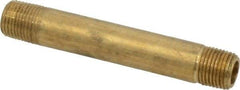 Parker - 1/8 Male Thread, Brass Industrial Pipe Long Nipple - MNPTF, 1,000 psi - Benchmark Tooling