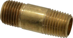 Parker - 1/4 Male Thread, Brass Industrial Pipe Long Nipple - MNPTF, 1,000 psi - Benchmark Tooling