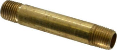 Parker - 1/4 Male Thread, Brass Industrial Pipe Long Nipple - MNPTF, 1,000 psi - Benchmark Tooling