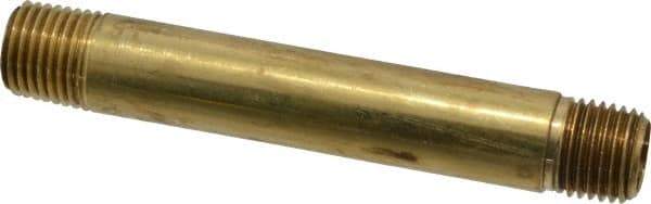 Parker - 1/4 Male Thread, Brass Industrial Pipe Long Nipple - MNPTF, 1,000 psi - Benchmark Tooling