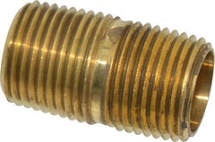 Parker - 1/2 Male Thread, Brass Industrial Pipe Long Nipple - MNPTF, 1,000 psi - Benchmark Tooling