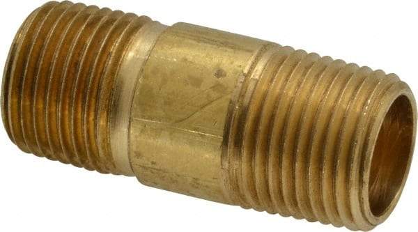 Parker - 1/2 Male Thread, Brass Industrial Pipe Long Nipple - MNPTF, 1,000 psi - Benchmark Tooling