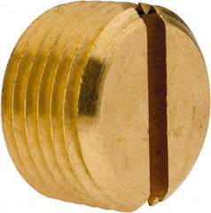 Parker - 3/8 Male Thread, Brass Industrial Pipe Slotted Plug - MNPTF, 1,000 psi - Benchmark Tooling