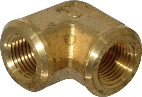 Parker - 1/8 Female Thread, Brass Industrial Pipe 90° Female Elbow - FNPTF, 1,000 psi - Benchmark Tooling