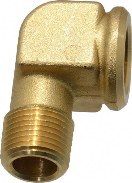 Parker - 3/8 Male Thread x 3/8 Female Thread, Brass Industrial Pipe 90° Street Elbow - MNPTF x FNPTF, 1,000 psi - Benchmark Tooling
