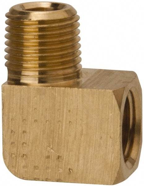 Parker - 1/8 Male Thread x 1/8 Female Thread, Brass Industrial Pipe 90° Street Elbow - MNPTF x FNPTF, 1,000 psi - Benchmark Tooling