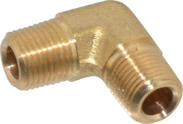 Parker - 1/8 Male Thread, Brass Industrial Pipe 90° Male Elbow - MNPTF, 1,000 psi - Benchmark Tooling