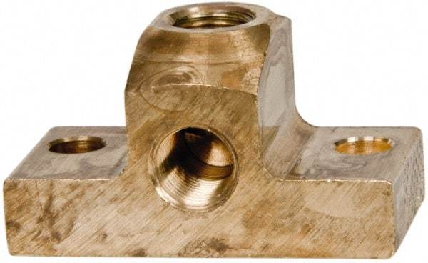 Parker - 1/8 Female Thread, Brass Industrial Pipe 90° Drop Ear Elbow - FNPTF, 1,000 psi - Benchmark Tooling