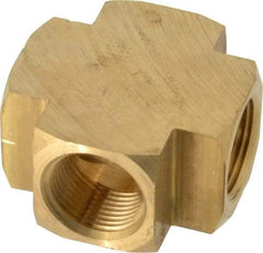 Parker - 3/4 Female Thread, Brass Industrial Pipe Female Cross - FNPTF, 1,000 psi - Benchmark Tooling