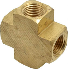Parker - 1/2 Female Thread, Brass Industrial Pipe Female Cross - FNPTF, 1,000 psi - Benchmark Tooling