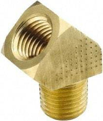 Parker - 1/4 Male Thread x 1/4 Female Thread, Brass Industrial Pipe 45° Street Elbow - MNPTF x FNPTF, 1,000 psi - Benchmark Tooling