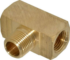 Parker - 1/2 Male Thread x 1/2 Female Thread, Brass Industrial Pipe Male Branch Tee - MNPTF x FNPTF, 1,000 psi - Benchmark Tooling