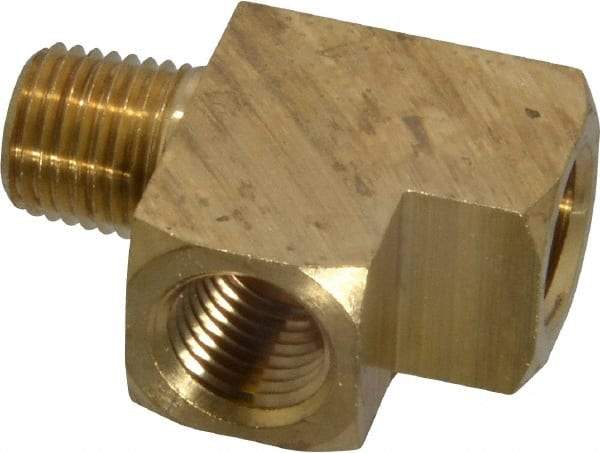 Parker - 1/4 Male Thread x 1/4 Female Thread, Brass Industrial Pipe Street Tee - MNPTF x FNPTF, 1,000 psi - Benchmark Tooling