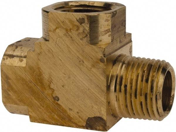Parker - 3/8 Male Thread x 3/8 Female Thread, Brass Industrial Pipe Street Tee - MNPTF x FNPTF, 1,000 psi - Benchmark Tooling