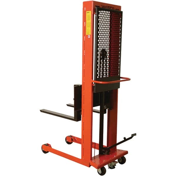 Wesco Industrial Products - 1,000 Lb Capacity, 64" Lift Height, Steel Stacker Manually Operated Lift - Benchmark Tooling