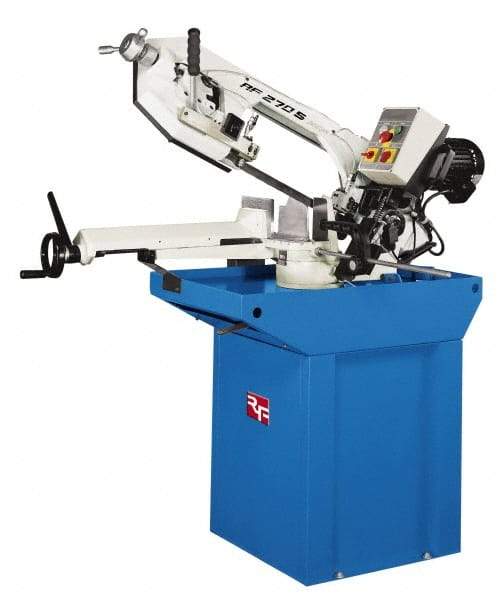 Enco - 9-3/8 x 6-1/4" Max Capacity, Manual Geared Head Horizontal Bandsaw - 138 & 276 SFPM Blade Speed, 220 Volts, 45 & 60°, 1.5 hp, 3 Phase - Benchmark Tooling