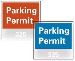 NMC - Parking Permit (101-200), 3 Inch Wide x 3 Inch High, Vinyl Traffic Sign - Blue, Square - Benchmark Tooling