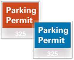 NMC - Parking Permit (001-100), 3 Inch Wide x 3 Inch High, Vinyl Traffic Sign - Blue, Square - Benchmark Tooling