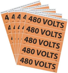 NMC - Electrical Markers Label - Legend: 480 Volts, English, Black & Orange, 9" Long x 2-1/4" High, Sign Muscle Finish - Benchmark Tooling