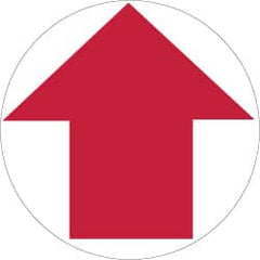 NMC - Anti-Skid Pressure-Sensitive Vinyl Floor Sign - Round, Red on White, Adhesive Backed, For Exit, Entrance & Directional - Benchmark Tooling