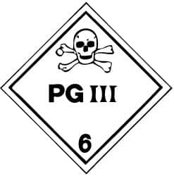 NMC - Safety & Facility Label - Legend: PG III, English, Black & White, 4" Long x 4" High, Sign Muscle Finish - Benchmark Tooling