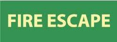 NMC - Fire Escape, Plastic Fire Sign - 14" Wide x 5" High, Glow-in-the-Dark - Benchmark Tooling