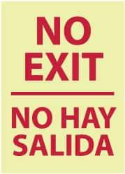 NMC - No Exit, Pressure Sensitive Vinyl Exit Sign - 14" Wide x 20" High, English/Spanish, Glow-in-the-Dark - Benchmark Tooling
