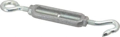 Made in USA - 112 (Hook) & 96 (Eye) Lb Load Limit, 5/16" Thread Diam, 2-9/16" Take Up, Aluminum Hook & Eye Turnbuckle - 3-7/16" Body Length, 7/32" Neck Length, 6-3/4" Closed Length - Benchmark Tooling