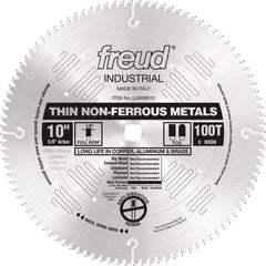 Freud - 10" Diam, 5/8" Arbor Hole Diam, 100 Tooth Wet & Dry Cut Saw Blade - Carbide-Tipped, Standard Round Arbor - Benchmark Tooling