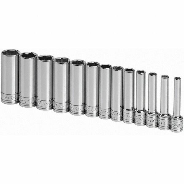 SK - 1/4" Drive Deep Socket Set - 4 to 15mm, Metric Measurement Standard - Benchmark Tooling