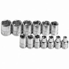 SK - 1/4" Drive Standard Socket Set - 4 to 15mm, Metric Measurement Standard - Benchmark Tooling