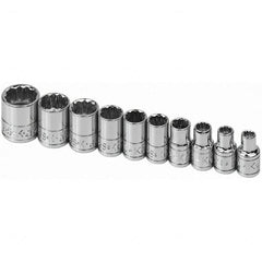 SK - 1/4" Drive Standard Socket Set - 3/16 to 9/16", Inch Measurement Standard - Benchmark Tooling