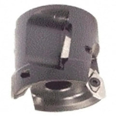 Iscar - 4 Inserts, 2" Cut Diam, 3/4" Arbor Diam, 1.18" Max Depth of Cut, Indexable Square-Shoulder Face Mill - 0/90° Lead Angle, 2.16" High, HM90 APCR 1605 Insert Compatibility, Through Coolant, Series Helialu - Benchmark Tooling
