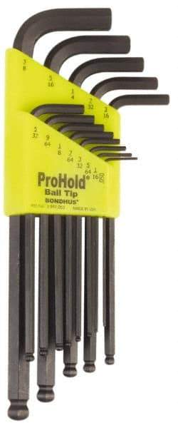 Bondhus - 13 Piece L-Key Ball End Hex Key Set - Hex Range 0.05 to 3/8" - Benchmark Tooling