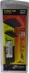 Bondhus - 10 Piece L-Key Ball End Hex Key Set - Hex Range 1/16 to 1/4" - Benchmark Tooling