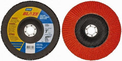 Norton - 40 Grit, 7" Disc Diam, 7/8" Center Hole, Type 29 Ceramic Flap Disc - 8,500 Max RPM, Fiberglass Backing, Arbor Attaching System, Coated - Benchmark Tooling