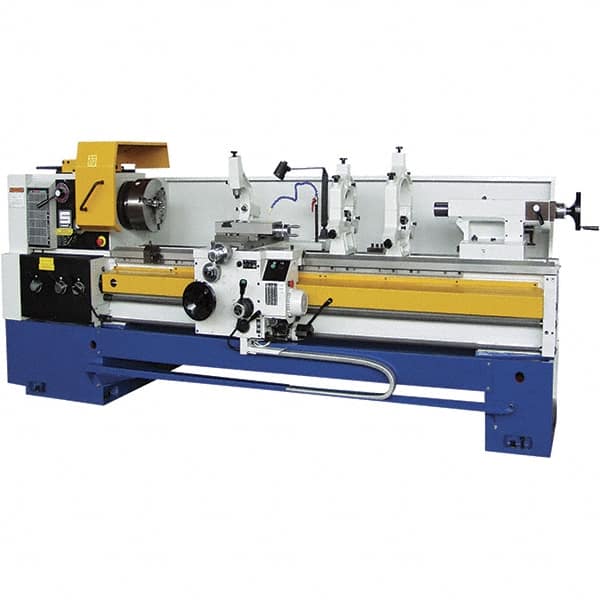 Summit - 28-1/2" Swing, 80" Between Centers, 120 Volt, Triple Phase Toolroom Lathe - 6MT Taper, 15 hp, 20 to 1,250 RPM, 4-1/8" Bore Diam, 48" Deep x 70" High x 156" Long - Benchmark Tooling