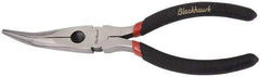 Blackhawk by Proto - 6-1/4" OAL, 2-7/32" Jaw Length x 29/32" Jaw Width, Long Nose Side Cutting Needle Nose Pliers - Round Jaw, Curved Head, Plastic Handles - Benchmark Tooling