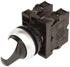 Eaton Cutler-Hammer - 22-1/2mm Mount Hole, 3 Position, Knob Operated, Selector Switch with Contact Blocks - Maintained (MA), Nonilluminated, 1 Contact Block, 2NO - Benchmark Tooling