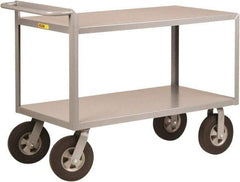 Little Giant - 1,500 Lb Capacity, 2 Shelf, Steel Shelf Truck - 36" Long x 24" Wide x 38-1/2" High, 10" Diam Solid Rubber Wheels - Benchmark Tooling