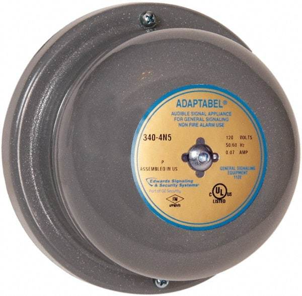 Edwards Signaling - 4" Diam, 24 VAC Bell - 0.31 Amps, 88 Decibles at 10', Vibrating, Waterproof - Benchmark Tooling