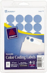 AVERY - 3/4" Wide x 3/4" Long, Light Blue Paper Color Coding Labels - For Laser/Inkjet Printers - Benchmark Tooling