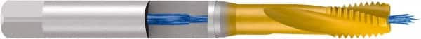 Emuge - M12x1.75 Metric 3 Flute 6HX Modified Bottoming Spiral Flute Tap - Cobalt, TiN Finish, 110mm OAL, Right Hand Flute, Right Hand Thread, Series Rekord D - Benchmark Tooling