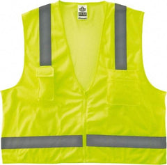 Ergodyne - Size L/XL High Visibility Lime Mesh/Solid Surveyor's Vest - 44 to 52" Chest, ANSI/ISEA 107, Zipper Closure, 4 Pockets, Polyester - Benchmark Tooling