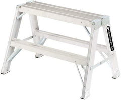 Louisville - 3 Steps, 3' High, Type IA Rating, Aluminum Sawhorse Ladder - 300 Lb Capacity, 34-3/4" Base Width - Benchmark Tooling