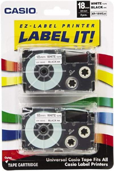 Casio - 0.709" Wide x 312" Long, White Plastic/Paper Tape Cassette - For Label Maker - Benchmark Tooling