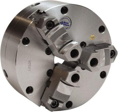 Buck Chuck Company - 3 Jaws, 8" Diam, Self Centering Manual Lathe Chuck - Plain Back Mount Spindle, Adjustable, Reversible, 2,500 Max RPM, 2-19/64" Through Hole Diam, Cast Iron - Benchmark Tooling